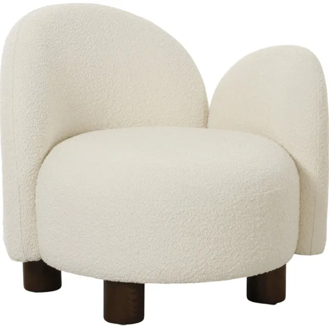 House Nordic Fauteuil Links Wit - Bouclé - 74x82x73cm - Fauteuil Honolulu - House Nordic