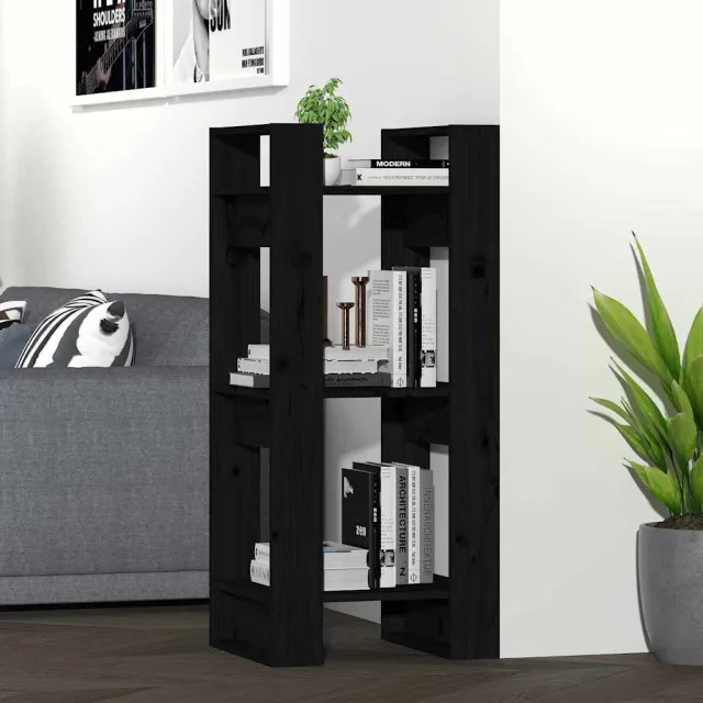 vidaXL Boekenkast/kamerscherm 41x35x91 cm massief grenenhout zwart, foto 2