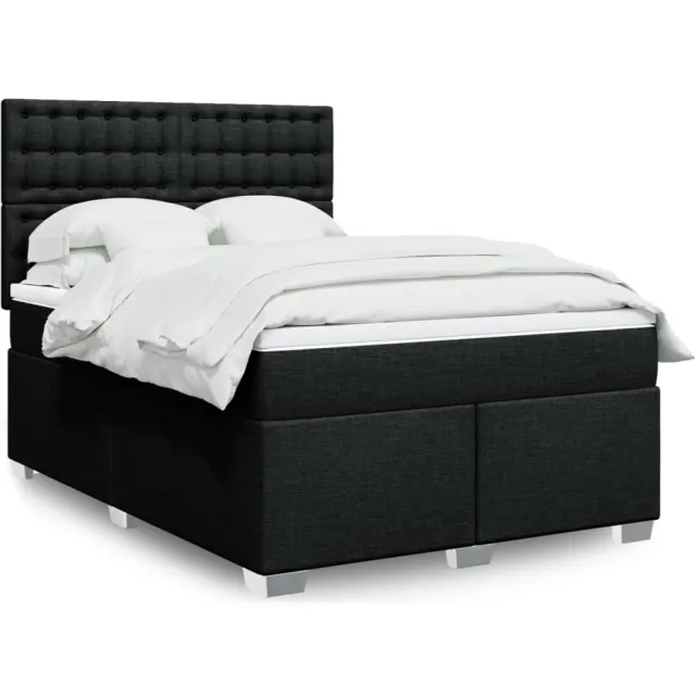 vidaXL Boxspring met matras stof zwart 160x200 cm