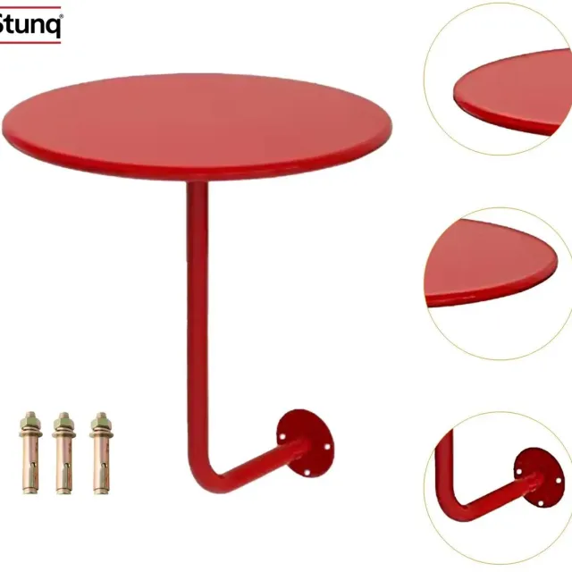 Stunq Ronde muurtafel Rood – Compact zwevend tafeltje voor slaapkamer, balkon of kantoor