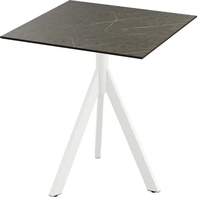 Essentials Infinity Tripod Terrastafel Wit Frame + Midnight Marble HPL 70x70 cm - 140021677 - Horeca & Professioneel
