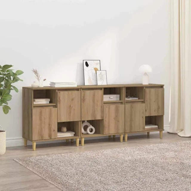 vidaXL Dressoirs 3 st Artisan Eiken 60 x 35 x 70 cm Bewerkt hout Bruin
