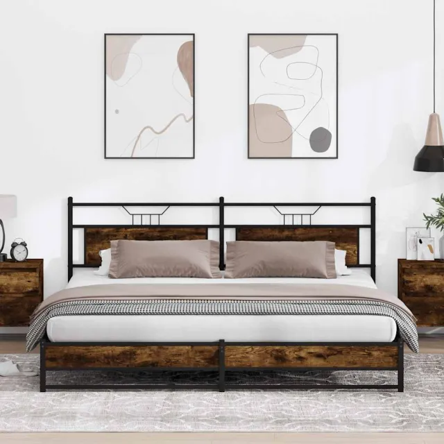 vidaXL Bedframe zonder matras metaal bruin eikenkleur 193x203 cm