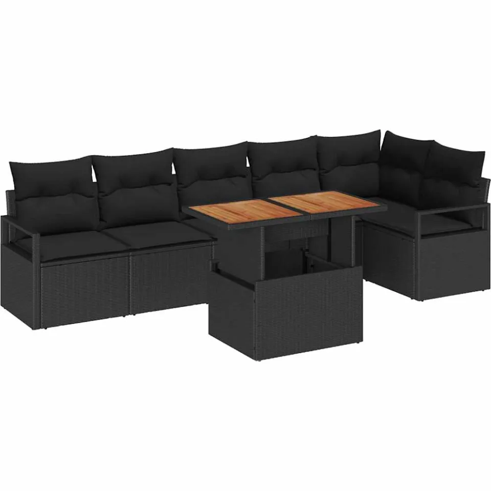 vidaXL Tuin Sofa Set 7 st Zwart Poly riet