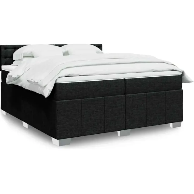 vidaXL Boxspring met matras stof zwart 200x200 cm