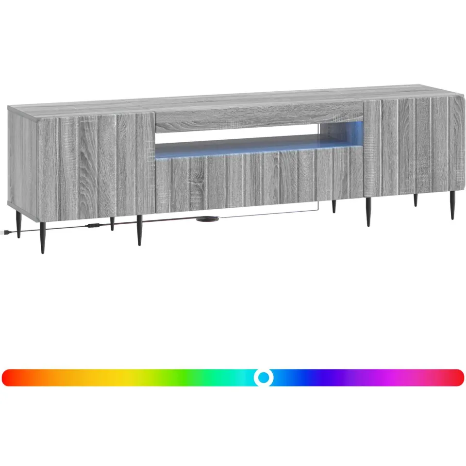 vidaXL LED tv-meubel ZWOLLE 153 x 35 x 43 cm Grijs Sonoma Bewerkt hout, foto 3