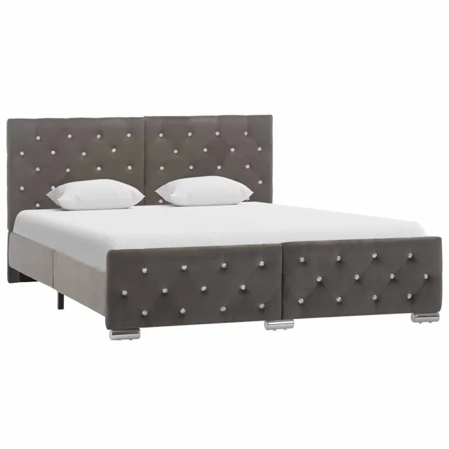 vidaXL Bedframe fluweel grijs 140x200 cm