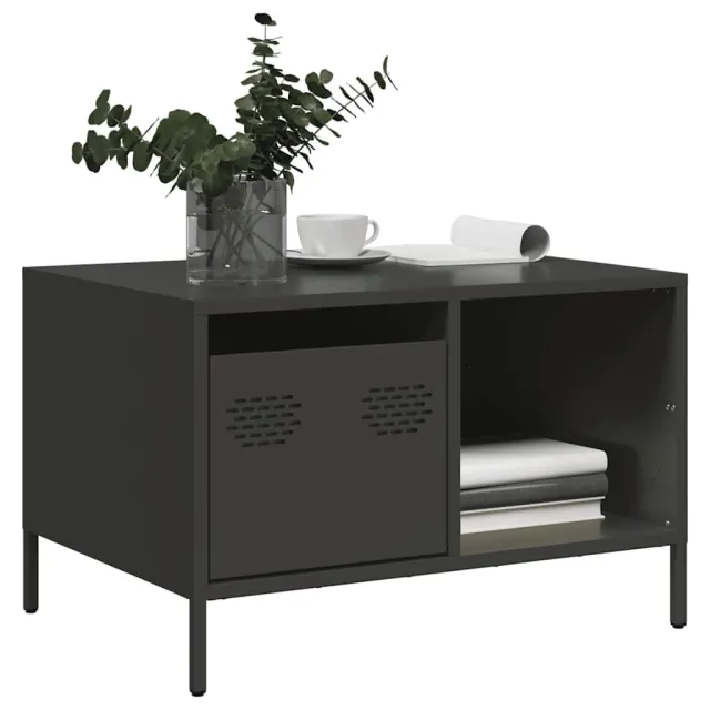 vidaXL Salontafel 68,5x50x43,5 cm koudgewalst staal zwart