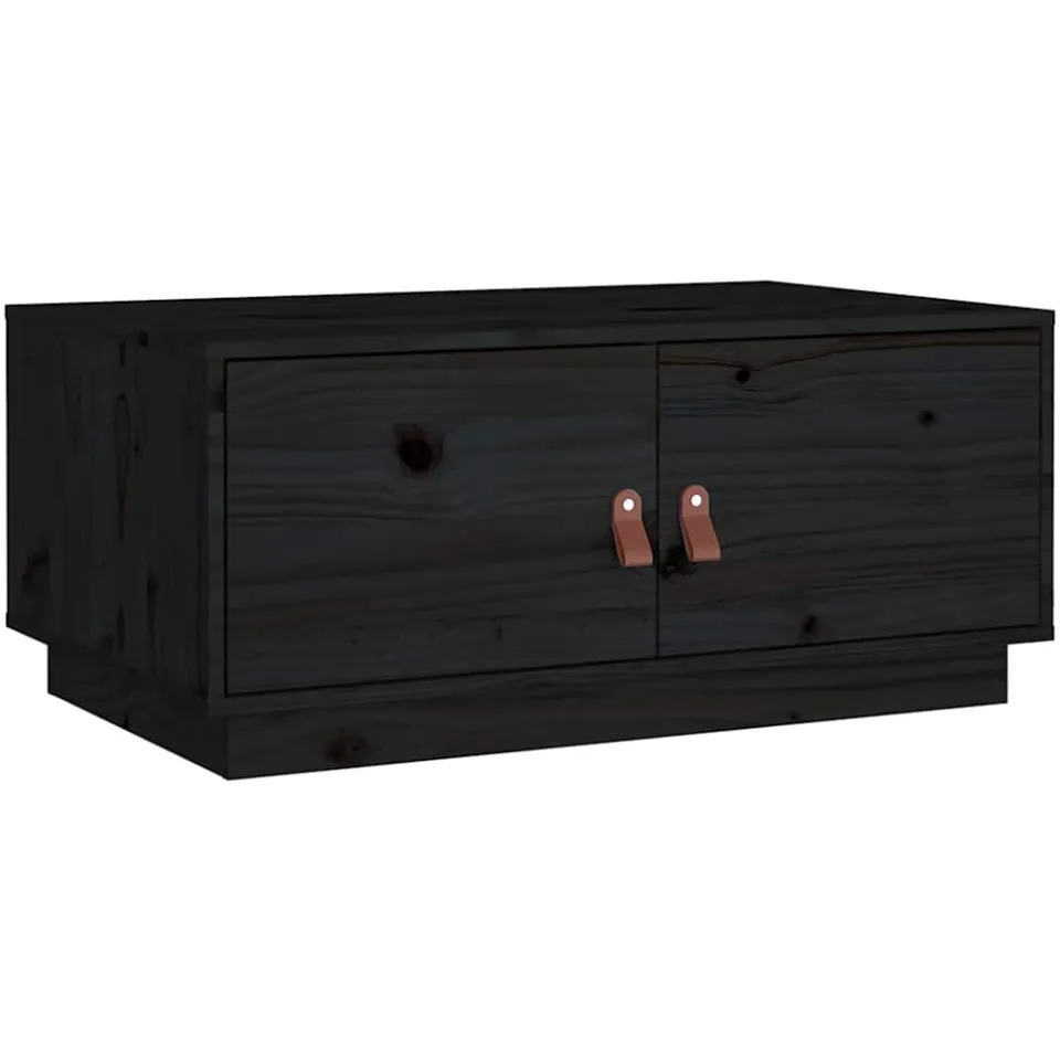 vidaXL Salontafel 80x50x35 cm massief grenenhout zwart