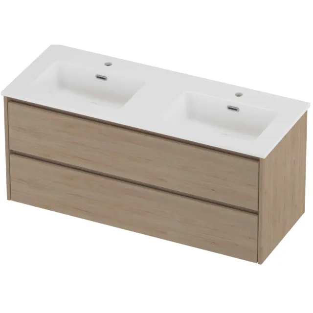 Proline Tribute Badmeubelset Porselein Elegant 120x46x54 cm Glans Wit Ideal Oak Eiken