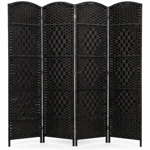 IvoQ Kamerscherm Zwart – Roomdivider – 4 Panelen – 170 x 160 cm
