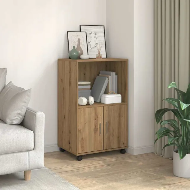 vidaXL Rolkast 55x40x91 cm bewerkt hout artisanaal eikenkleurig Bruin
