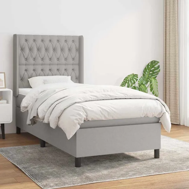 vidaXL Boxspring met matras stof lichtgrijs 90x190 cm grijs