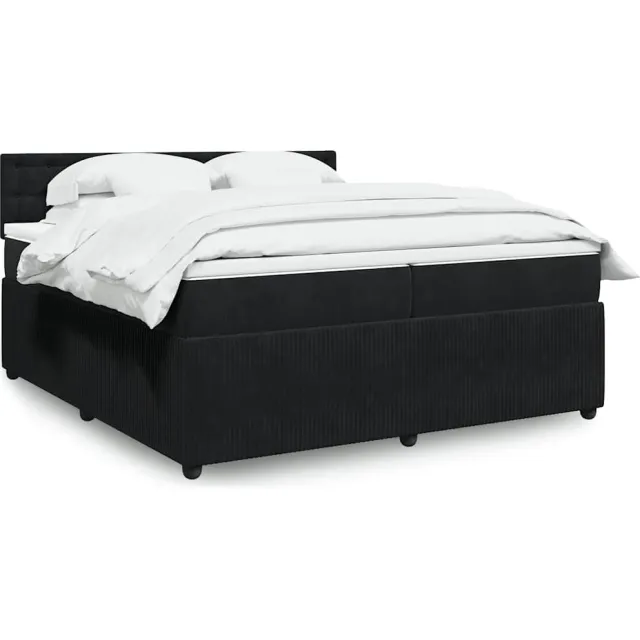 vidaXL Boxspring met matras fluweel zwart 200x200 cm