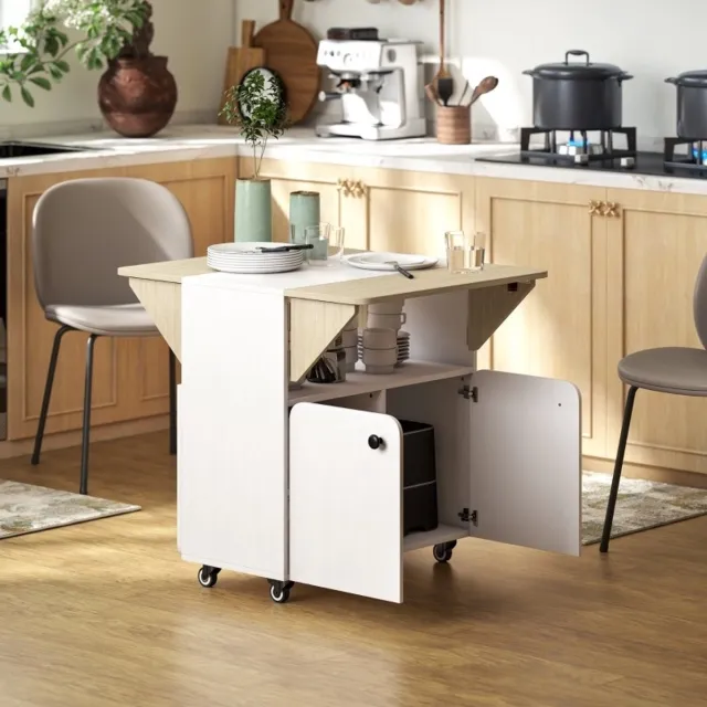 COVREO Klaptafel rollenschrank 70 x 83 x 75 cm wit, hout, opklapbaar, 4 personen