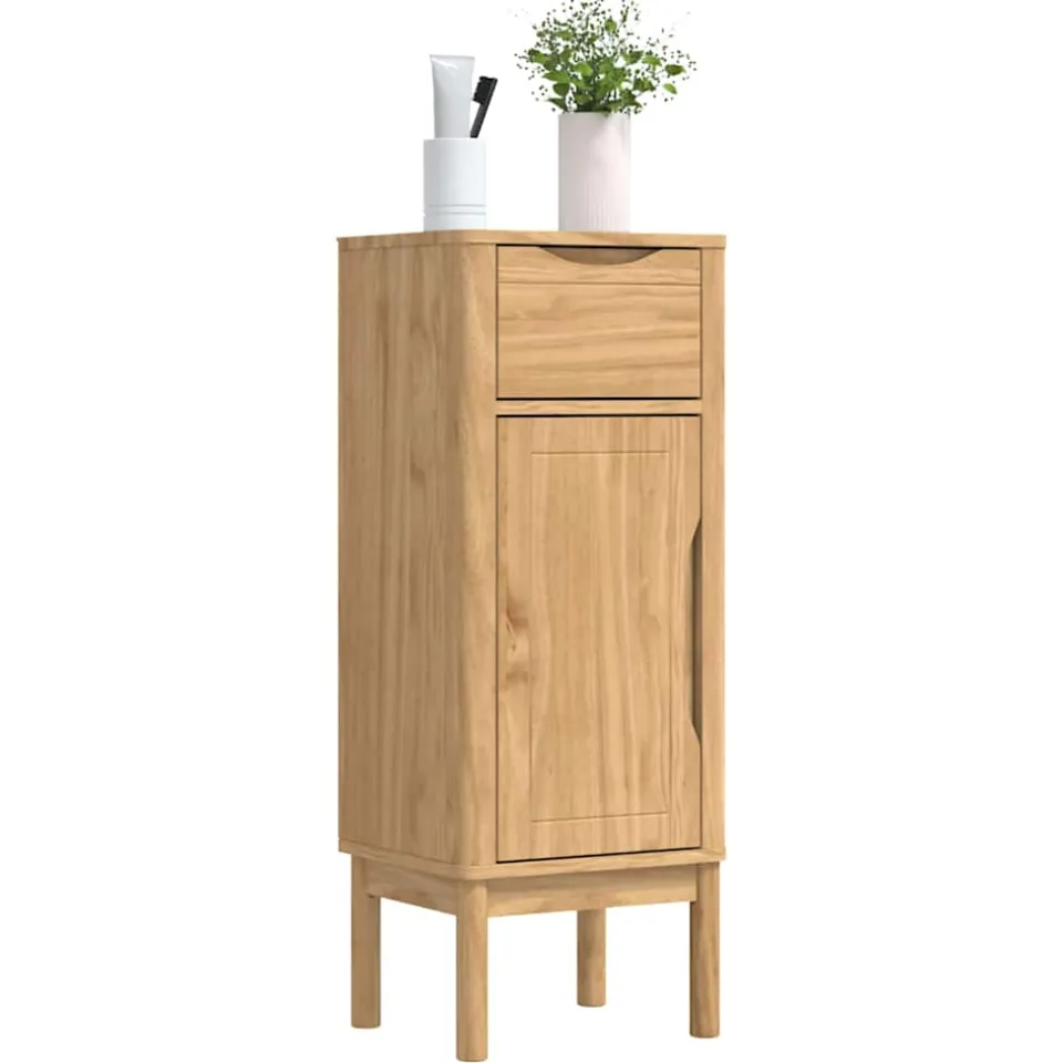 vidaXL Badkamerkast FLORO Wasbruin 35 x 30 x 90 cm Massief Vurenhout