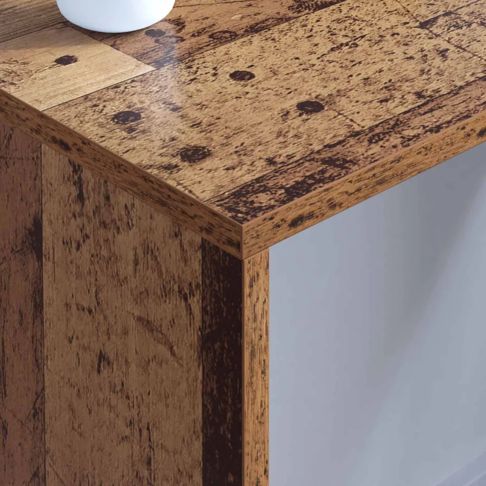 vidaXL Wandbureau Oud Hout 80 x 45 x 30 cm Bewerkt hout bruin, foto 4
