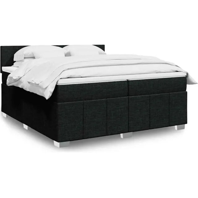vidaXL Boxspring met matras stof zwart 200x200 cm