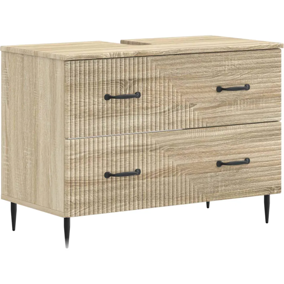 vidaXL Badkamer wastafelkast HAARLEM Sonoma Eiken 82 x 41 x 58,5 cm, foto 3