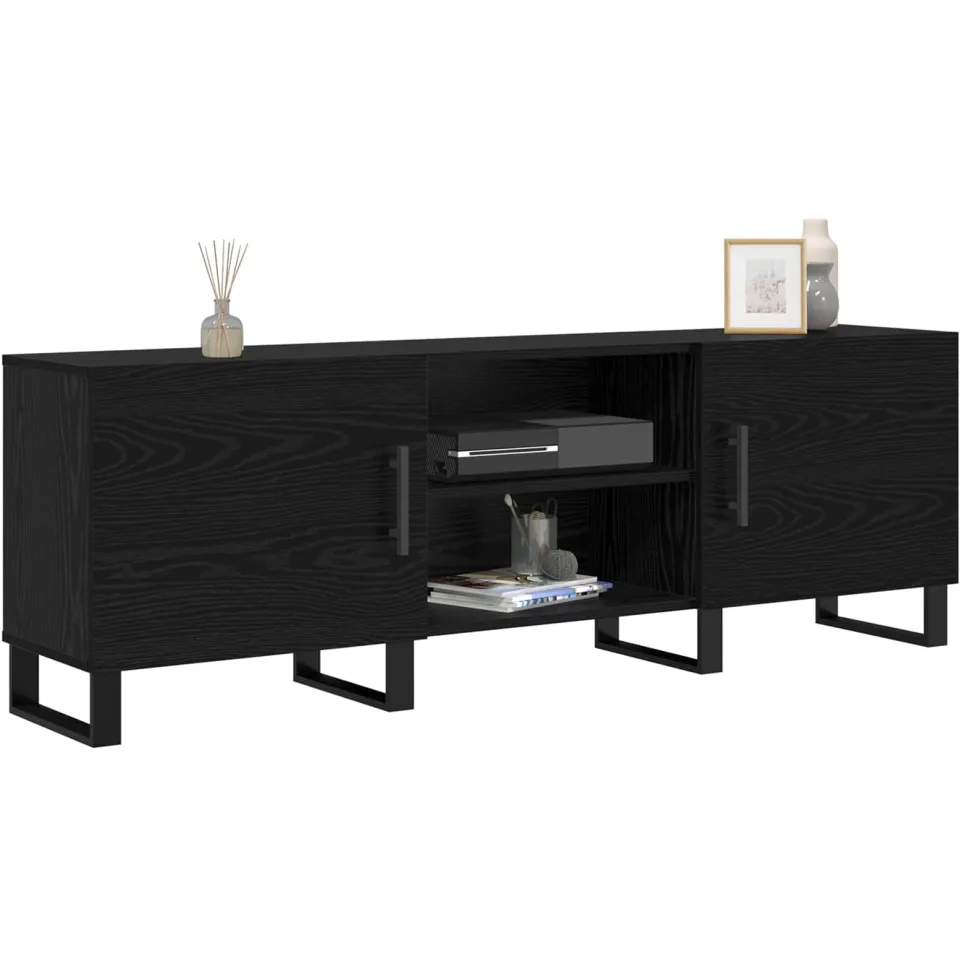 vidaXL TV-kast 150 x 30 x 50 cm Zwart Eiken Bewerkt hout