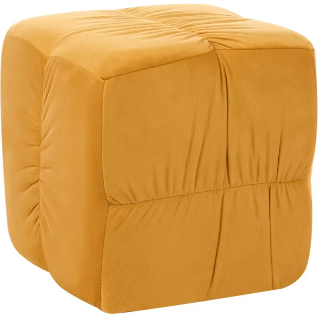 Beliani TURLEY - Poef - Mosterdgeel - Fluweel