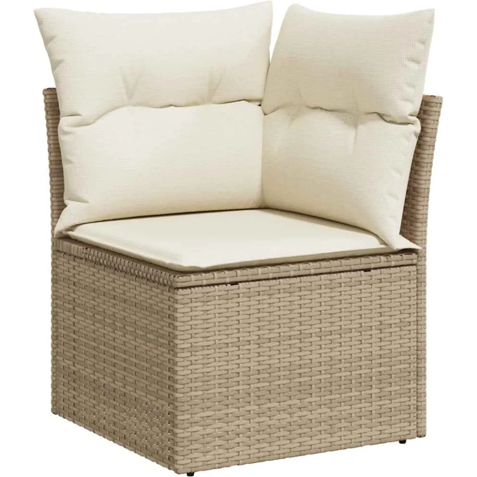 vidaXL 7-delige Loungeset met kussens poly rattan acacia beige, foto 4