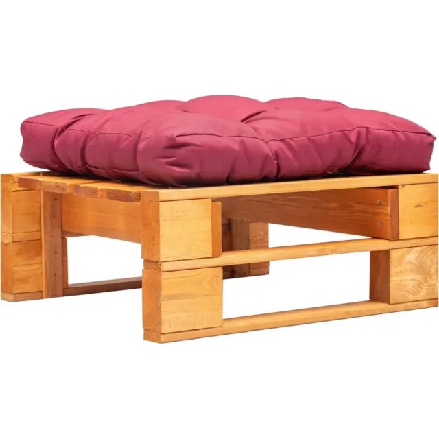 vidaXL Tuinpoef - met - rood - kussen - pallet - hout - honingbruin Bruin en rood