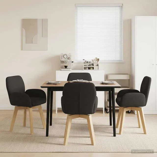 vidaXL Draai Eetstoelen 4 st Bouclé Zwart 54 x 58 x 87 cm