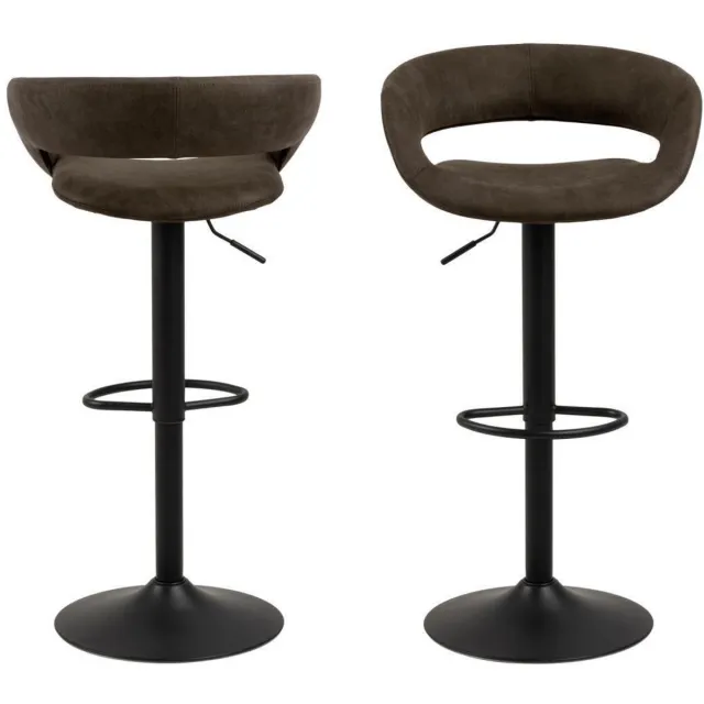 Giga Living Barkruk Stof Antraciet - Zitdiepte 39cm - Industrieel - Set van 2