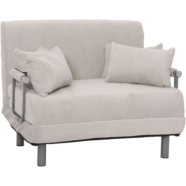 MCW Fauteuilbed MCW-K29, opklapbare fauteuil slaapbank logeerbed, ligoppervlak 190x100cm, stof corduroy (330g/m²) ~ lichtgrijs