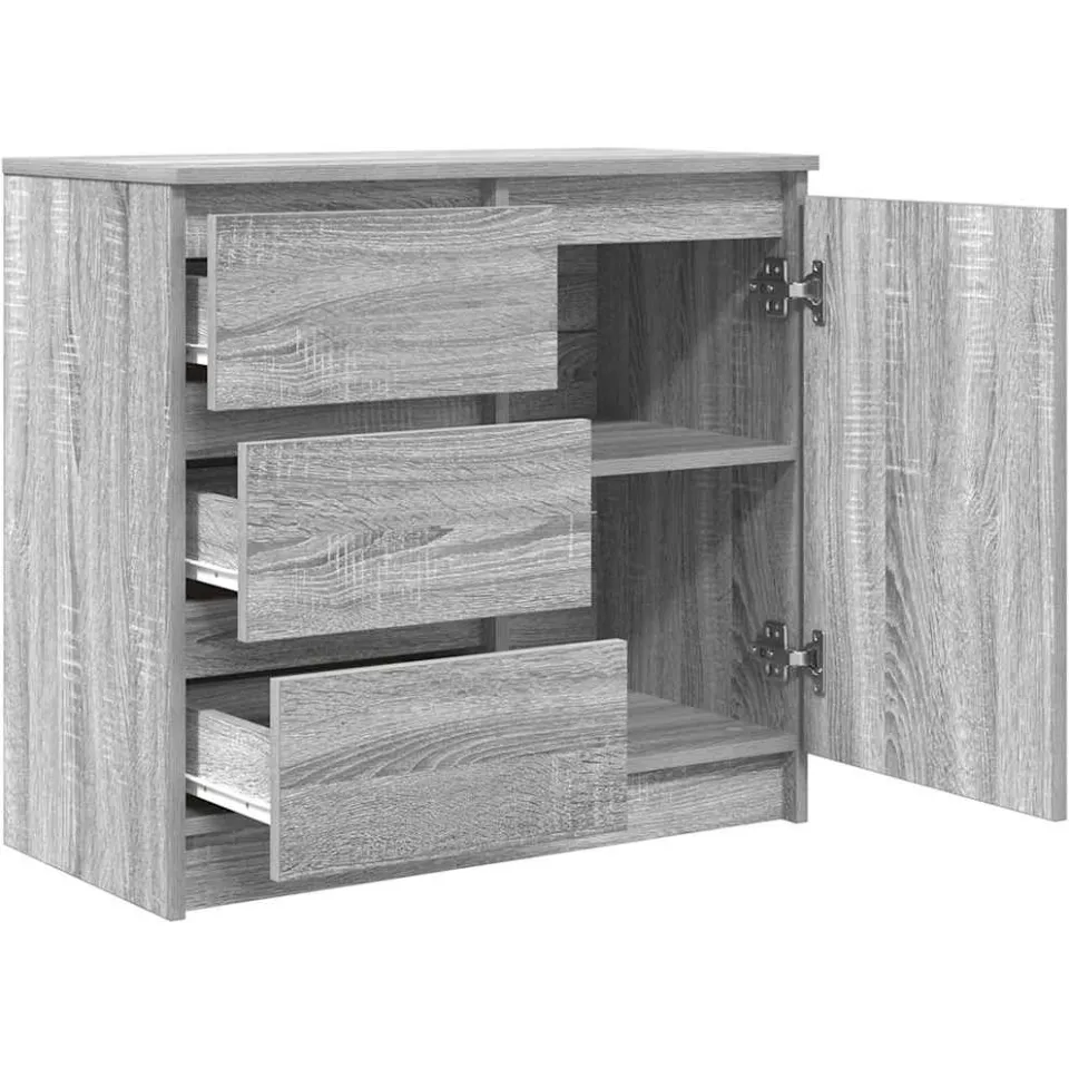 vidaXL Dressoir met lade 71x35x65 cm spaanplaat grijs Sonoma, foto 4