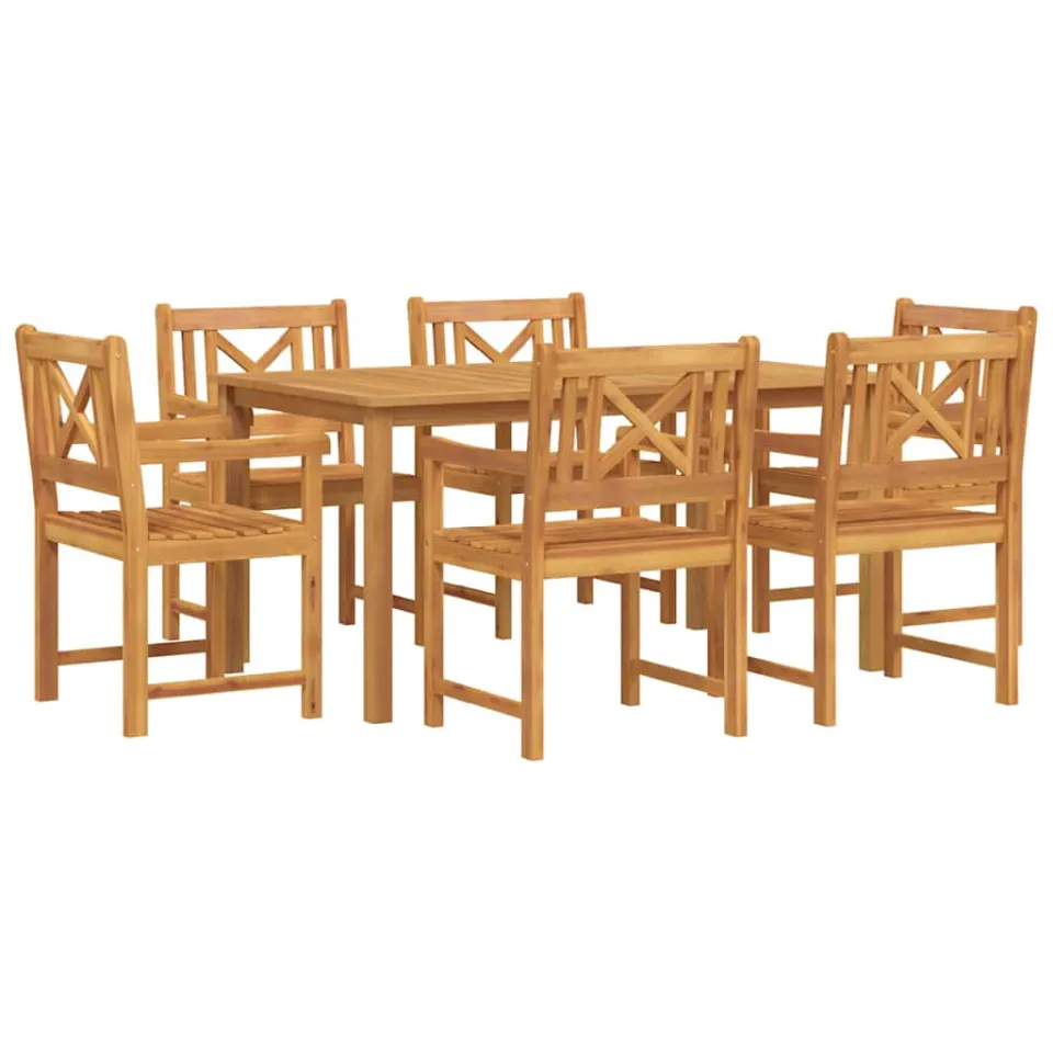 vidaXL Tuin eettafelset 7 st Bruin Massief Acaciahout