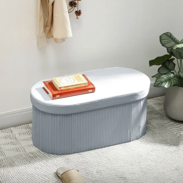 HAUSS SPOLE Opbergbank - Opvouwbaar Met Verborgen Opbergruimte - Zitbank Voor Hal, Woonkamer En Slaapkamer - Hout - Donkergrijs - 76 x 38 x 35 cm
