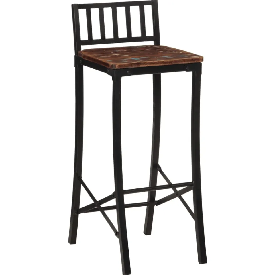 vidaXL Barstoelen 2 st massief gerecycled hout meerkleurig, foto 2