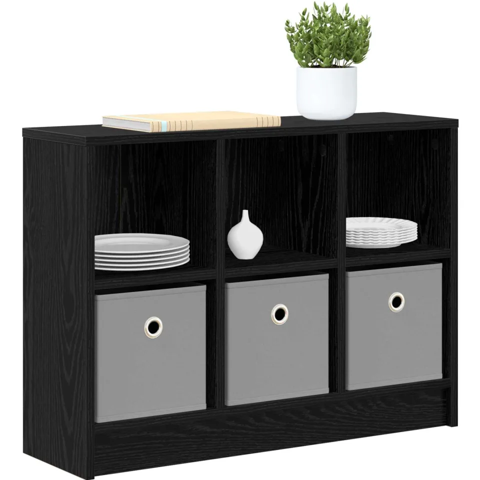 vidaXL Dressoir Zwart Eiken 73,5 x 22,5 x 53,5 cm, foto 2