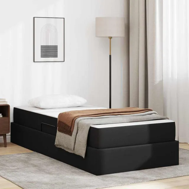 vidaXL Opslag bed met matras met opslag 2 st Zwart Leer