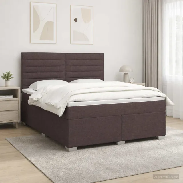 vidaXL Boxspringbed met matras Donkerbruin 180 x 200 cm Stof bruin