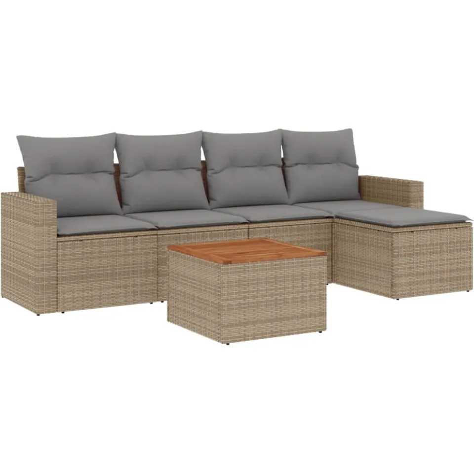 vidaXL Patio Sofa Set 5-zits Mix Beige en Lichtgrijs, foto 3