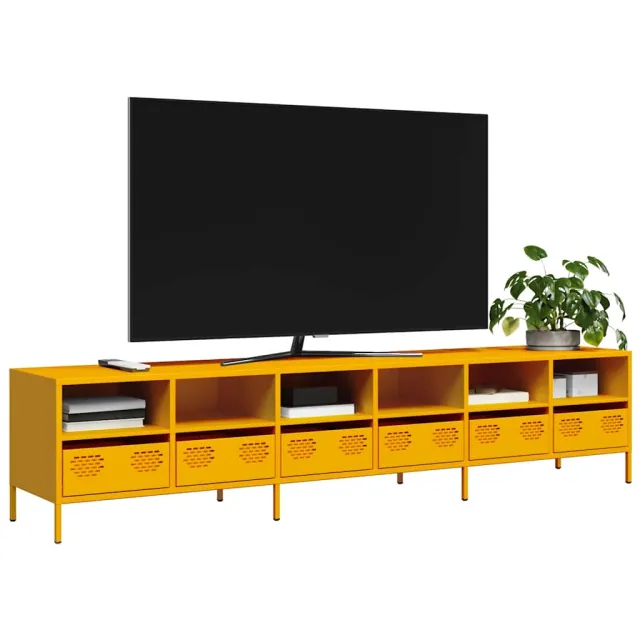 vidaXL Tv-meubel 202x39x43,5 cm koudgewalst staal mosterdgeel, foto 2