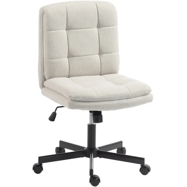 STILVORA Bureaustoel Zonder Armleuningen - Verstelbare Zithoogte en Wipfunctie - Voor Bureau en Kaptafel - Polyester Linnenlook - Lichtgrijs