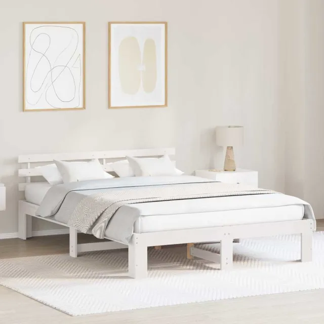 vidaXL Bedframe met hoofdeinde Wit 160 x 200 cm Massief grenenhout