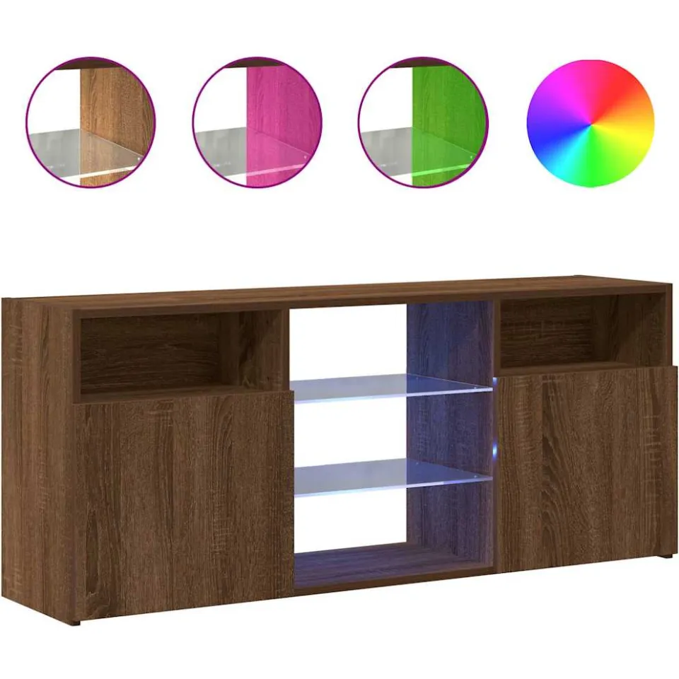 vidaXL Tv-meubel met LED-verlichting 120x30x50 cm bruin eikenkleur, foto 3
