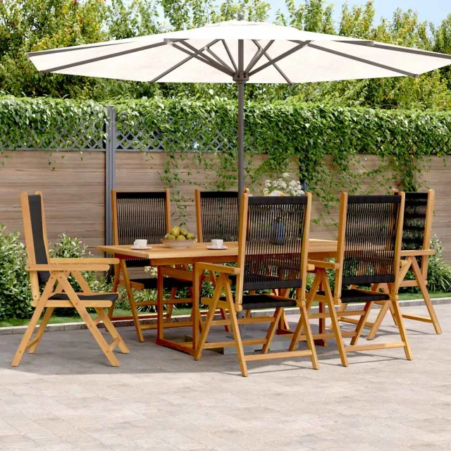 vidaXL 7-delige Tuinset polypropeen en massief hout zwart, foto 2