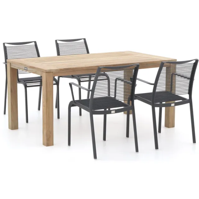 Apple Bee Hawaii/ROUGH-S 160cm dining tuinset 5-delig stapelbaar Grijs