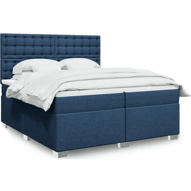 vidaXL Boxspring met matras stof blauw 200x200 cm