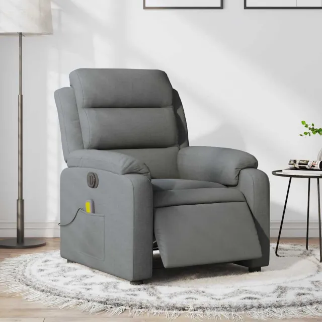 vidaXL Massagestoel elektrisch verstelbaar stof donkergrijs grijs