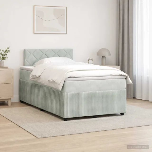 vidaXL Boxspringbed met matras Lichtgrijs 120 x 190 cm Fluweel