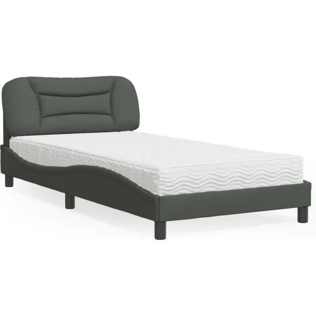 vidaXL Bed met matras "Hvar" stof donkergrijs 100x200 cm