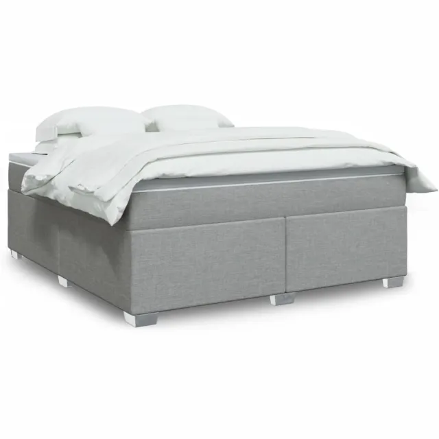 vidaXL Boxspring met matras stof lichtgrijs 180x200 cm grijs
