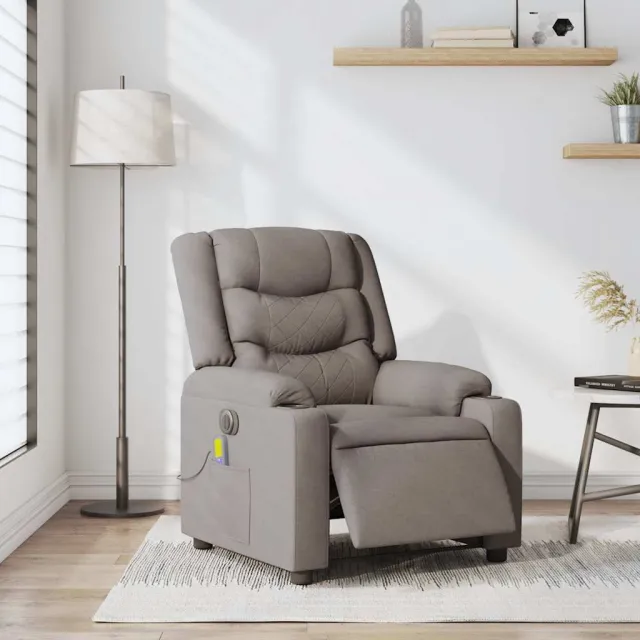 vidaXL Massagestoel elektrisch verstelbaar stof taupe